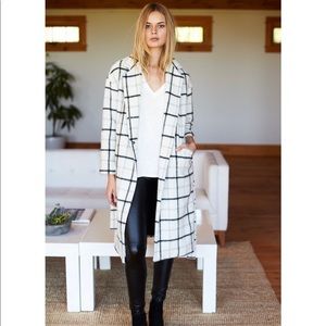 Emerson Fry Drop Shoulder Coat - Ivory Plaid